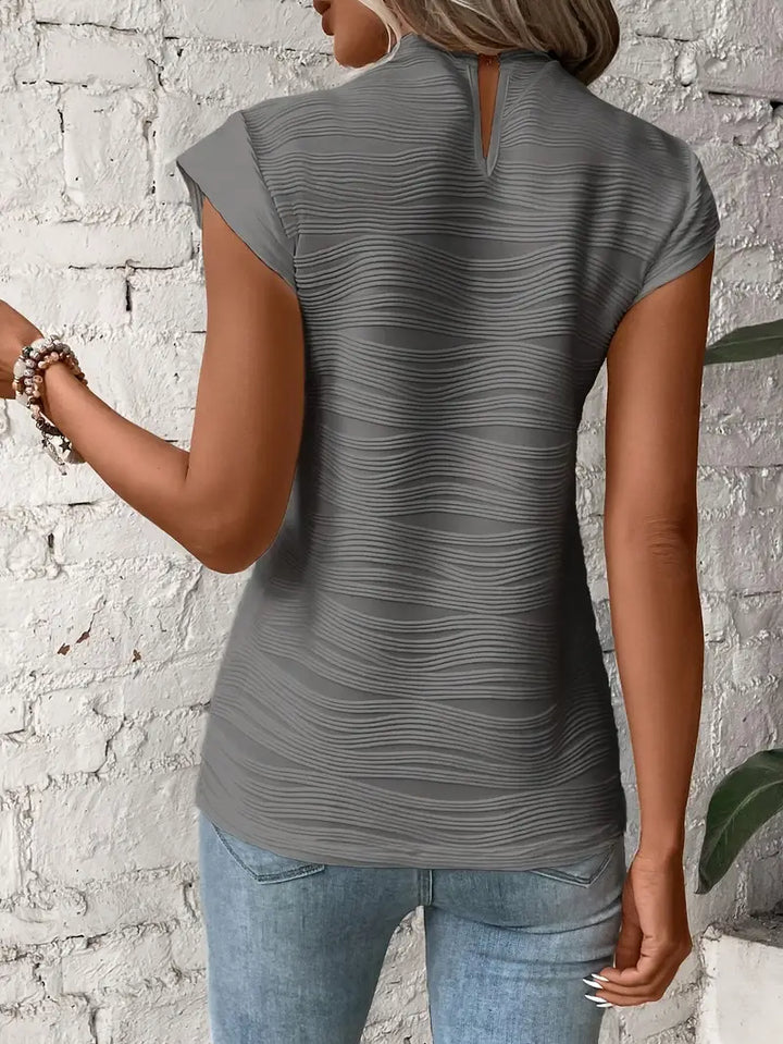 Luna’s Sculpted Grace Pleated Cap Sleeve Top