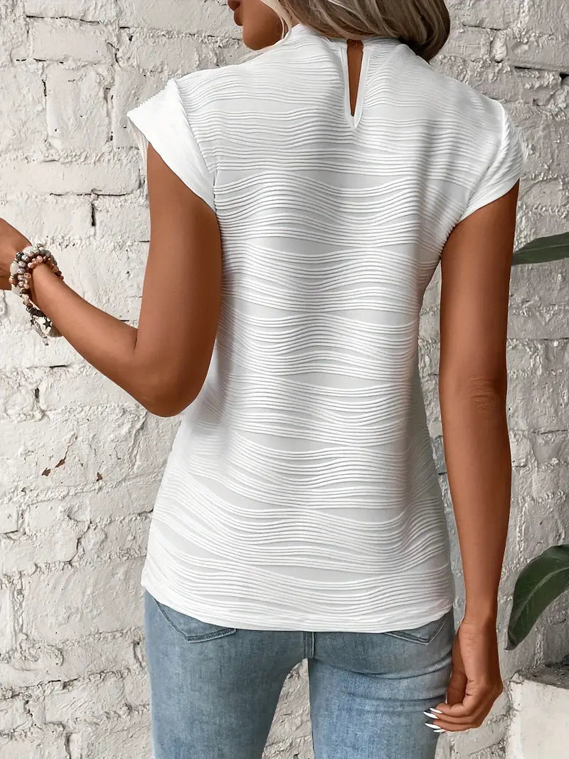 Luna’s Sculpted Grace Pleated Cap Sleeve Top