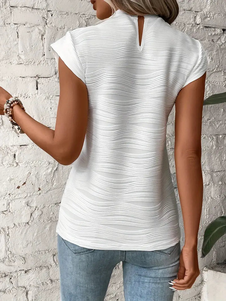 Luna’s Sculpted Grace Pleated Cap Sleeve Top