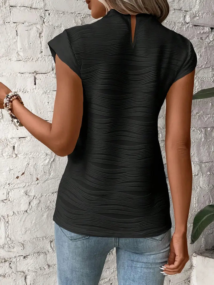 Luna’s Sculpted Grace Pleated Cap Sleeve Top