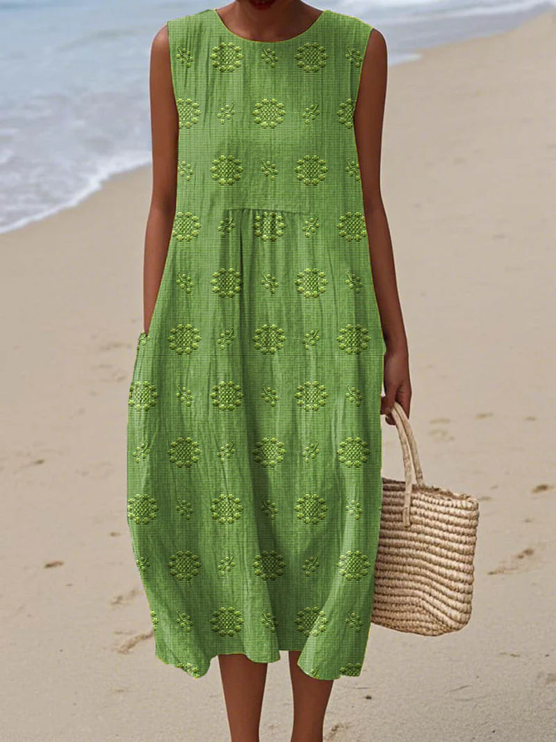 Luna's Seaside Bloom Embroidered Midi Dress – Luna Mae