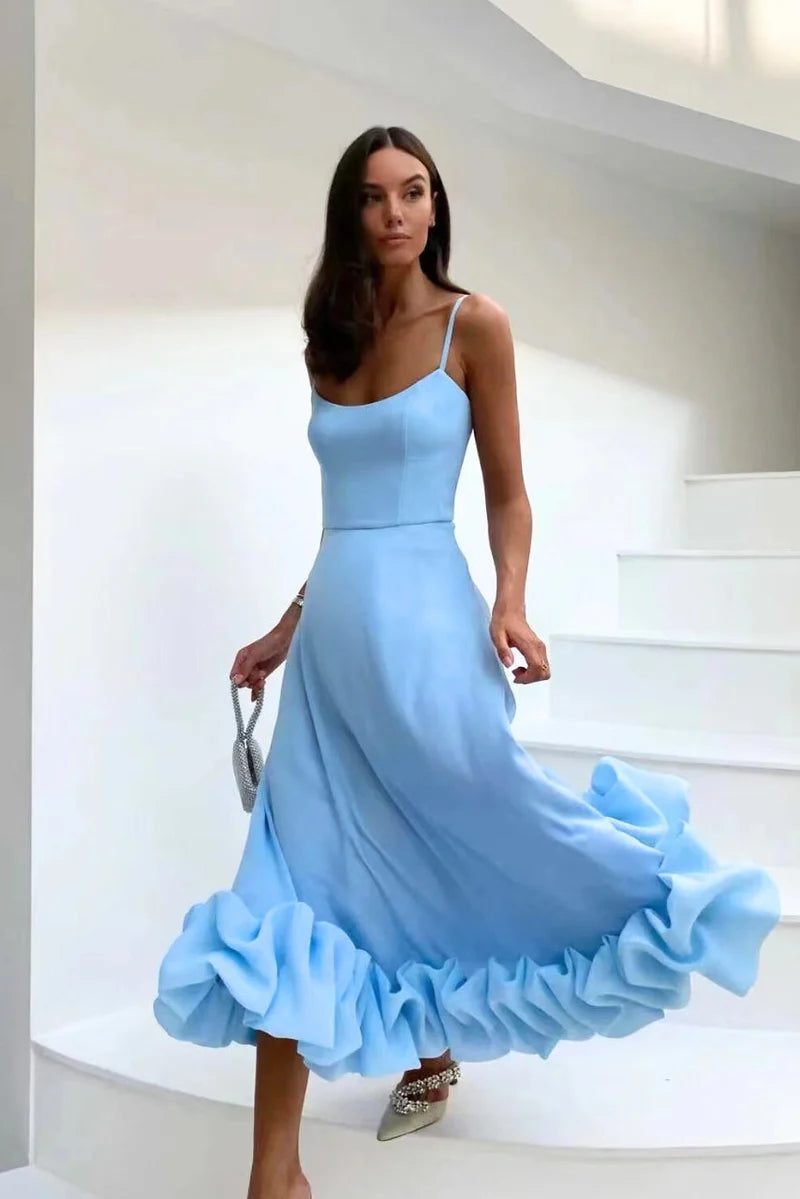Luna’s Serene Bloom Petal-Twist Midi Dress