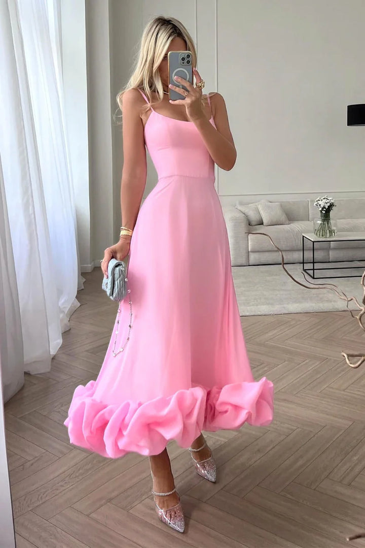 Luna’s Serene Bloom Petal-Twist Midi Dress