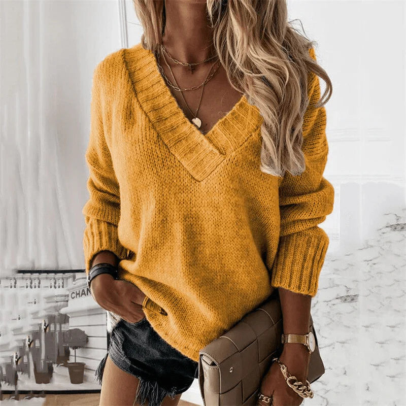 Luna’s Serene Charm Deep-V Knit Sweater