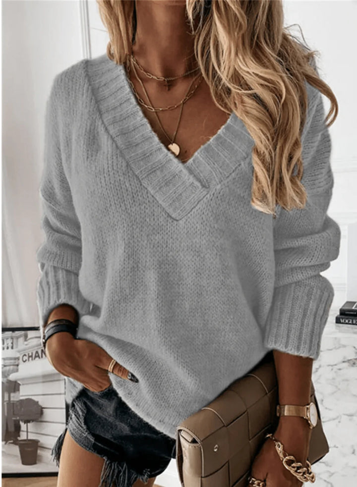 Luna’s Serene Charm Deep-V Knit Sweater