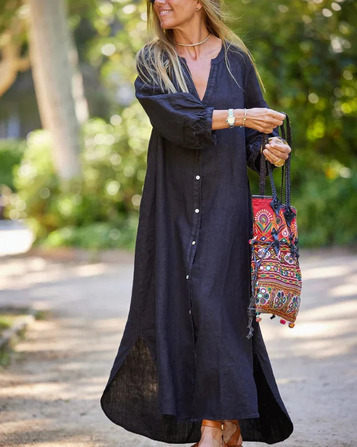 Luna’s Serene Escape Buttoned Maxi Dress