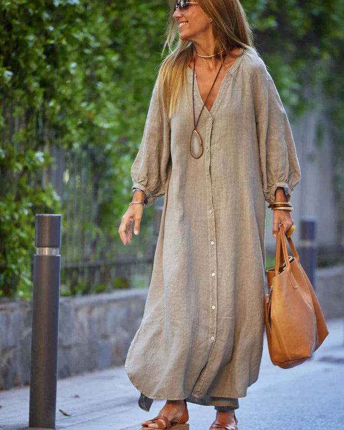 Luna’s Serene Escape Buttoned Maxi Dress