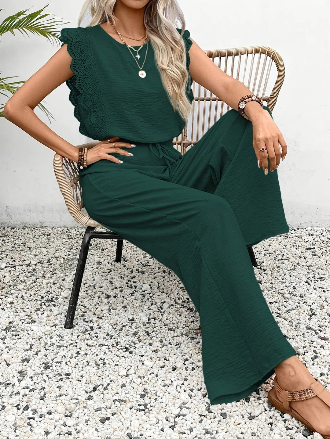 Luna’s Serene Escape Lace Trim Two-Piece Set