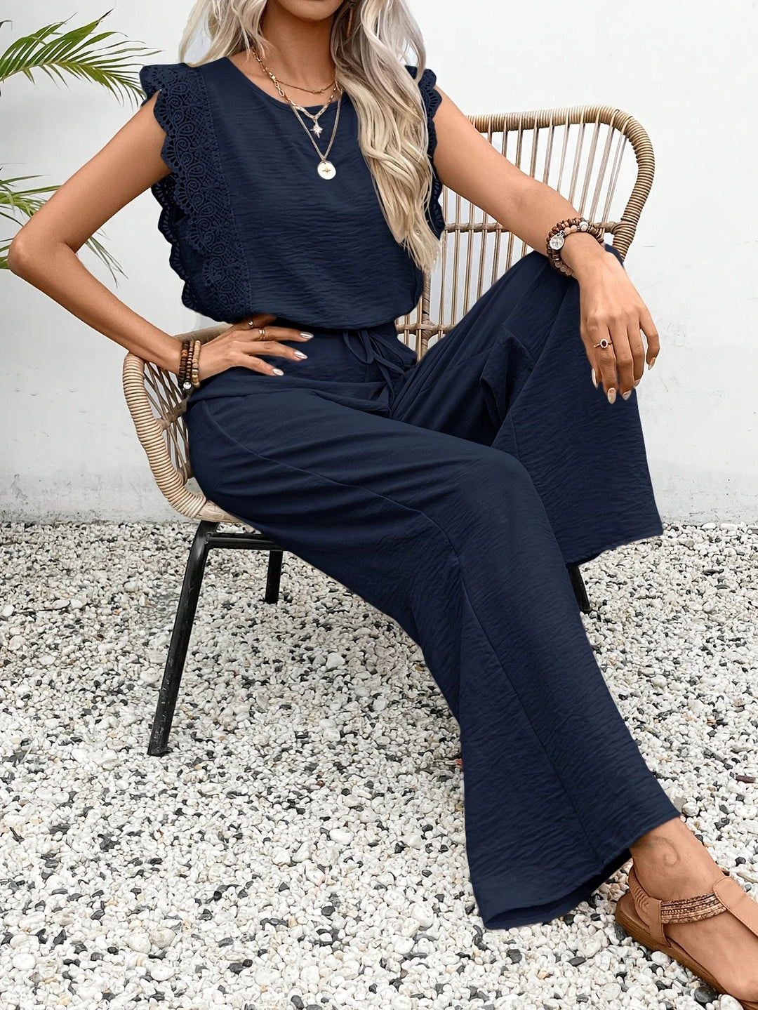 Luna’s Serene Escape Lace Trim Two-Piece Set