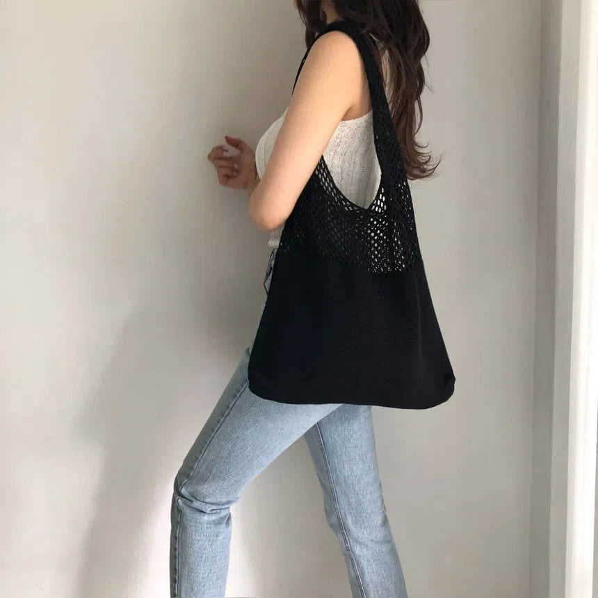 Luna’s Serene Escape Mesh-Knit Shoulder Bag