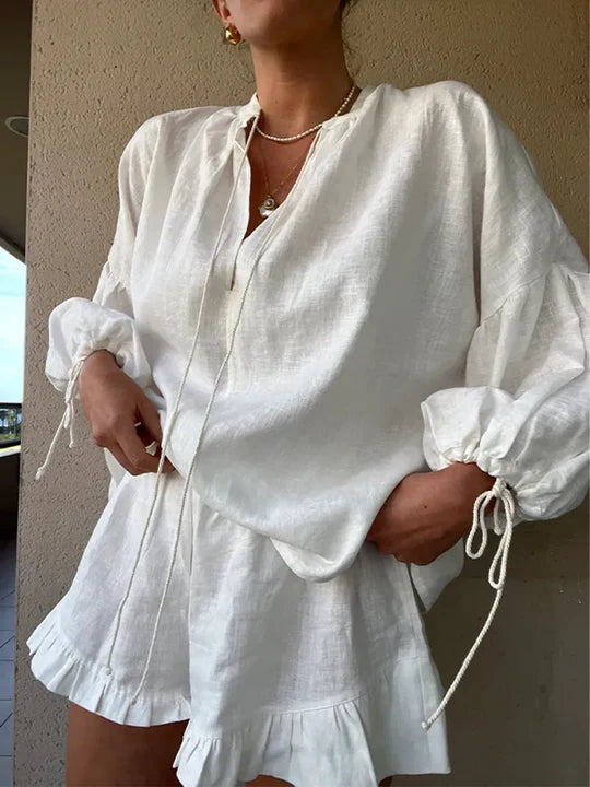 Luna’s Serene Ruffle Cotton Lounge Set