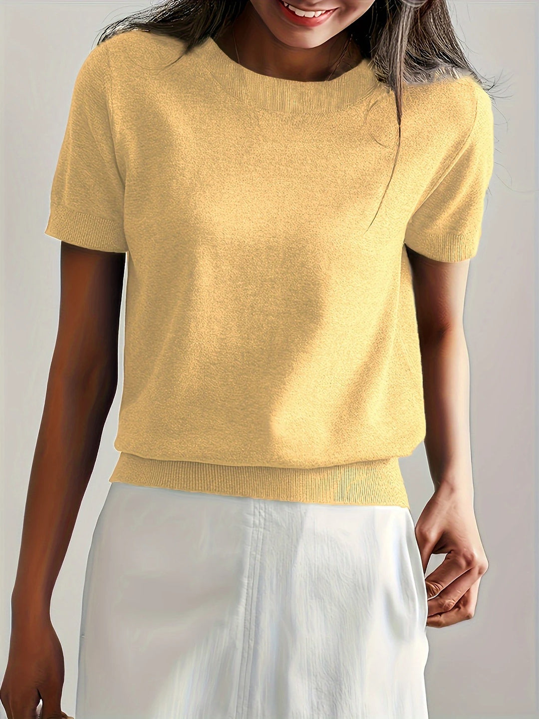 Luna’s Soft Whispers Ribbed Hem Knit Tee