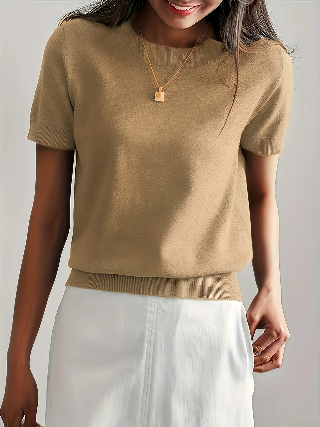 Luna’s Soft Whispers Ribbed Hem Knit Tee