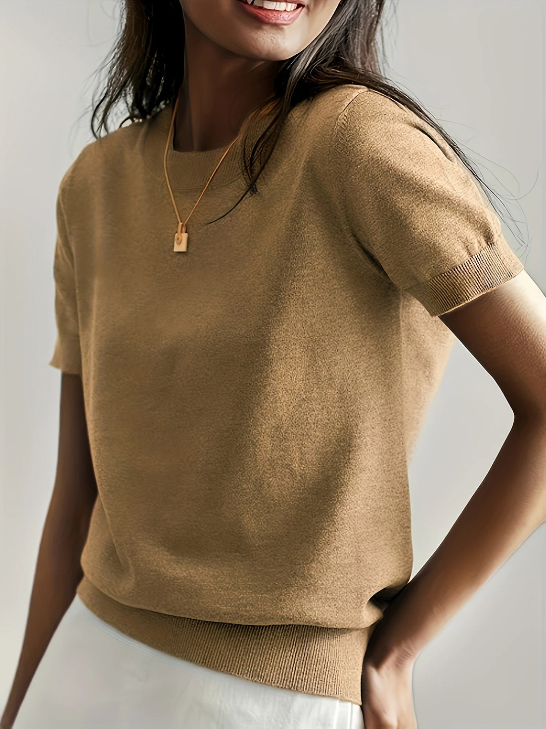 Luna’s Soft Whispers Ribbed Hem Knit Tee