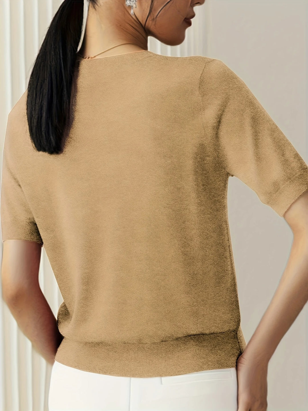 Luna’s Soft Whispers Ribbed Hem Knit Tee