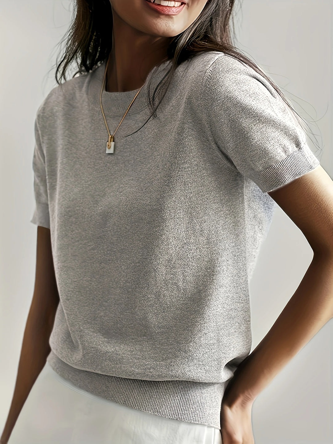 Luna’s Soft Whispers Ribbed Hem Knit Tee