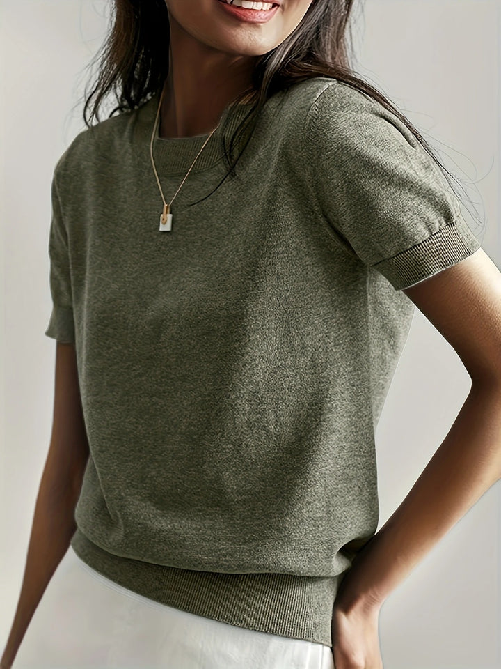 Luna’s Soft Whispers Ribbed Hem Knit Tee