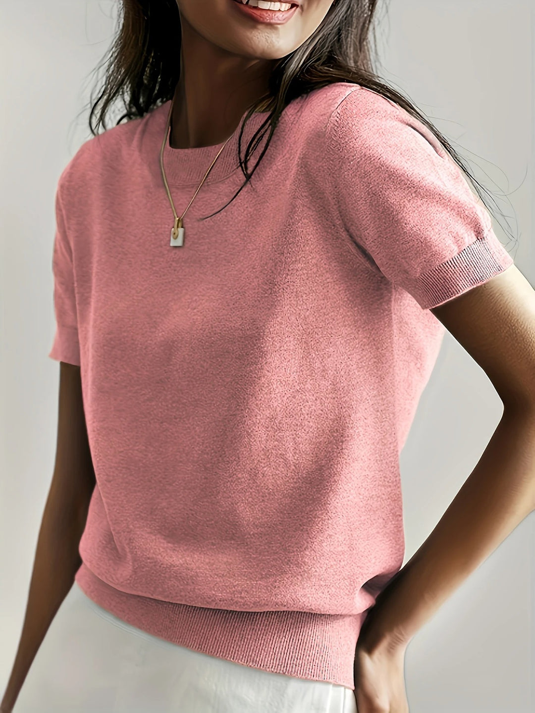 Luna’s Soft Whispers Ribbed Hem Knit Tee