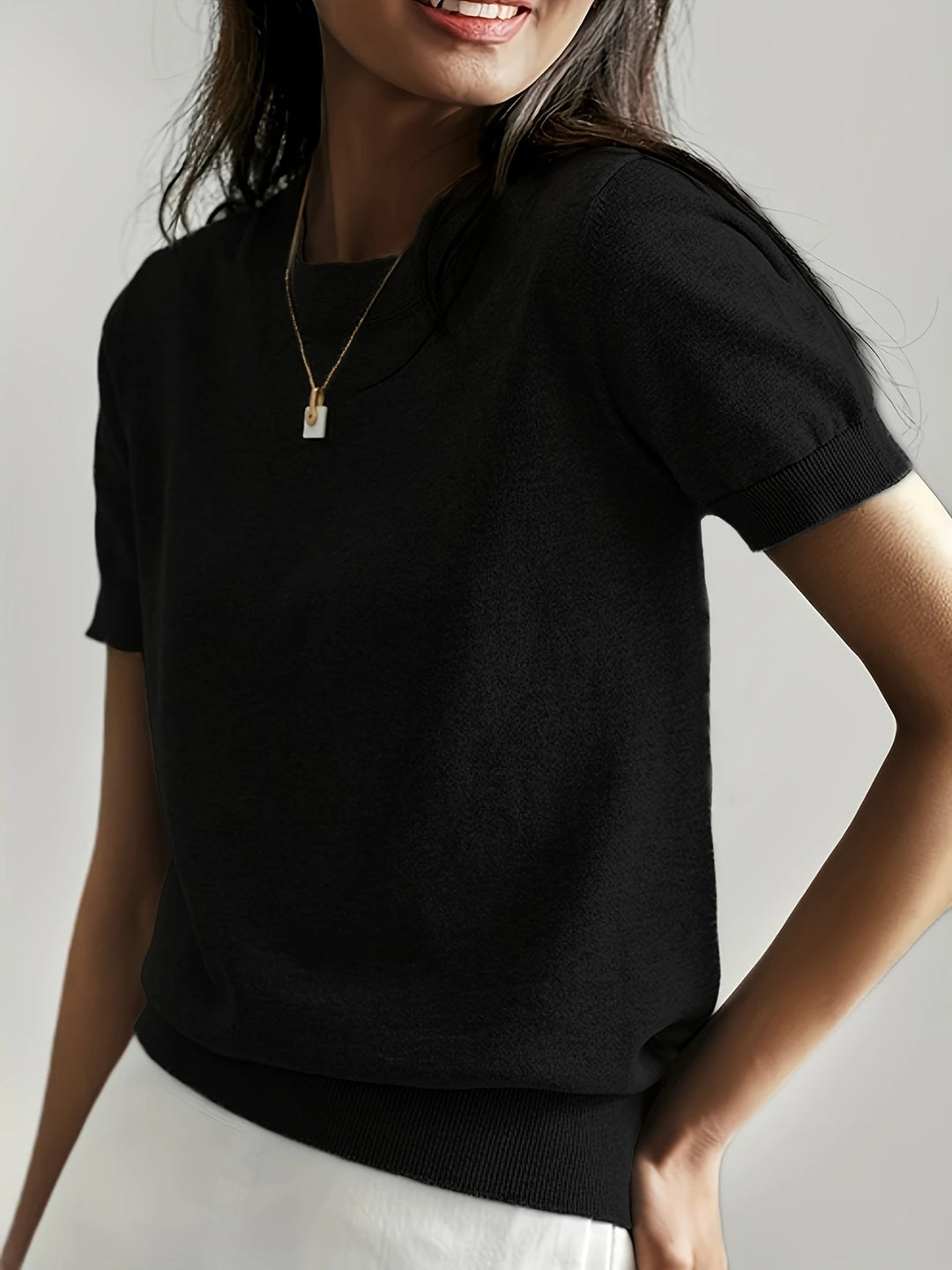 Luna’s Soft Whispers Ribbed Hem Knit Tee
