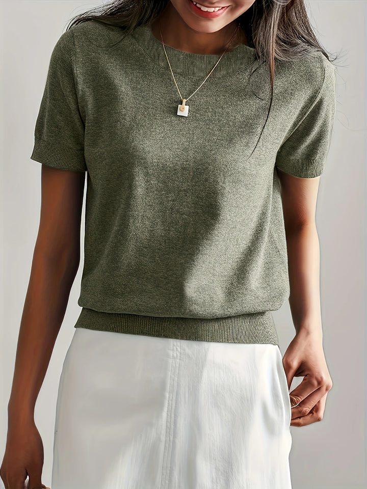 Luna’s Soft Whispers Ribbed Hem Knit Tee