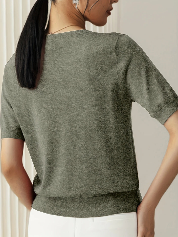 Luna’s Soft Whispers Ribbed Hem Knit Tee