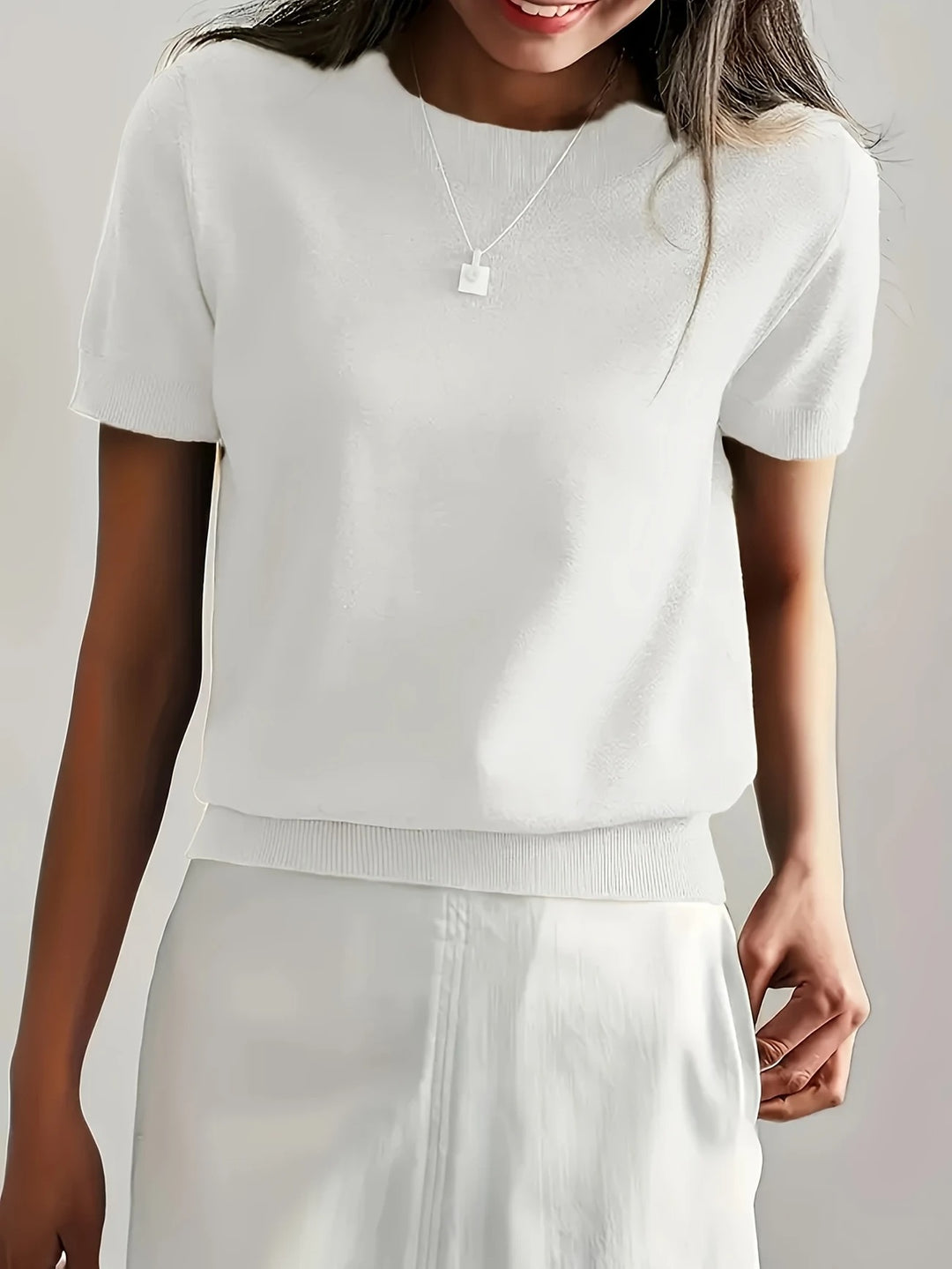 Luna’s Soft Whispers Ribbed Hem Knit Tee