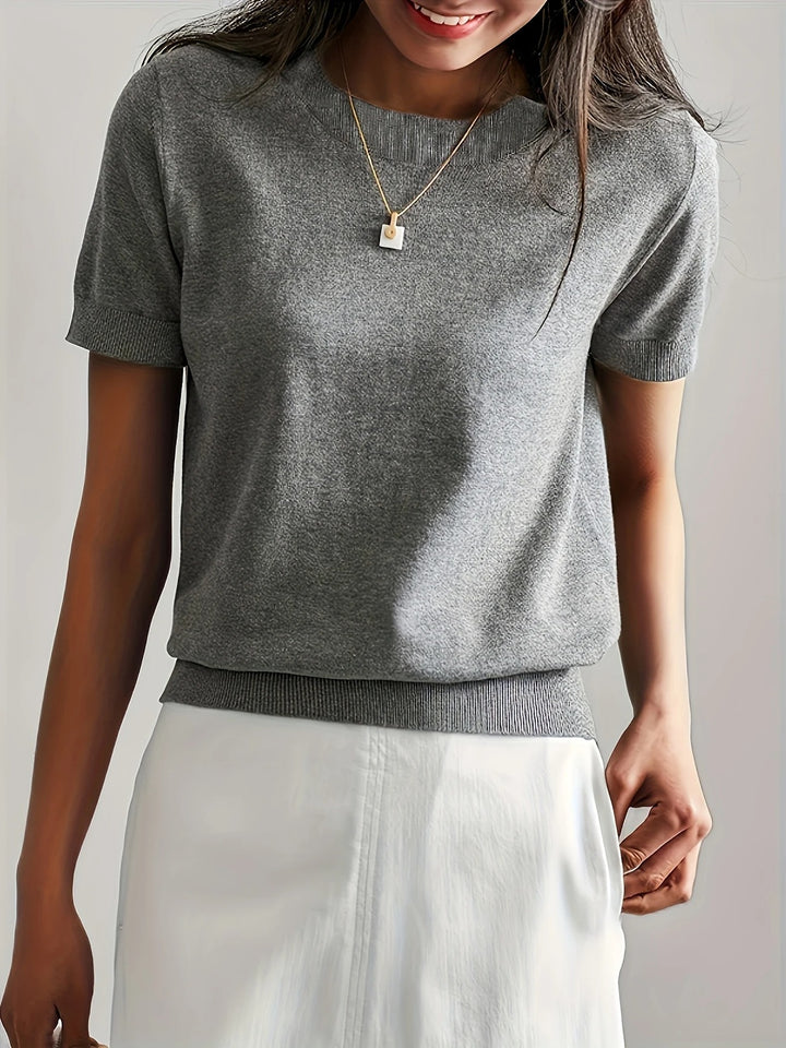 Luna’s Soft Whispers Ribbed Hem Knit Tee