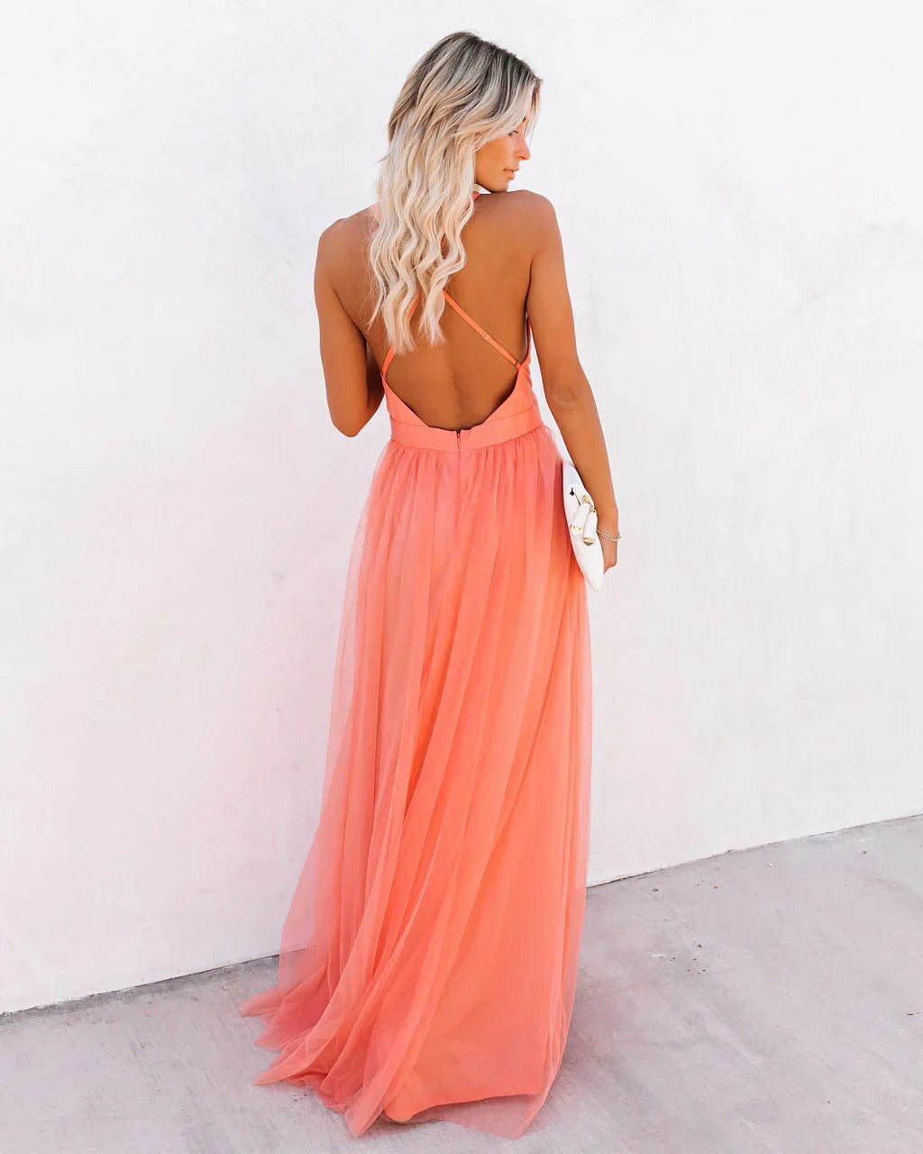 Luna’s Summer Muse Plunge Backless Maxi Dress