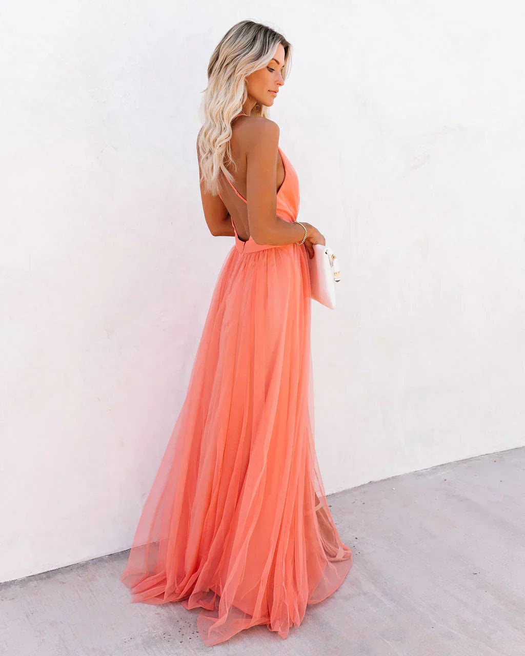 Luna’s Summer Muse Plunge Backless Maxi Dress