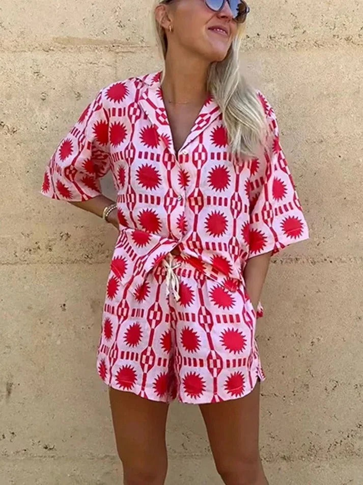 Luna’s Summer Spark Geo Print Shirt &amp; Shorts Set