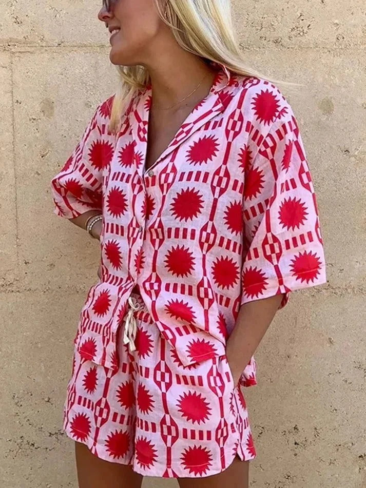 Luna’s Summer Spark Geo Print Shirt &amp; Shorts Set
