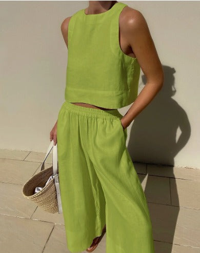 Luna’s Sunlit Grace Textured Crop Top Set