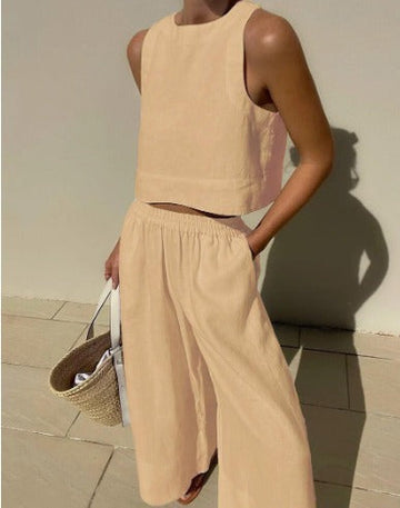 Luna’s Sunlit Grace Textured Crop Top Set