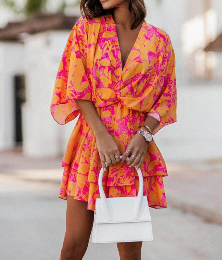 Luna’s Sunlit Whimsy Twist-Front Mini Dress