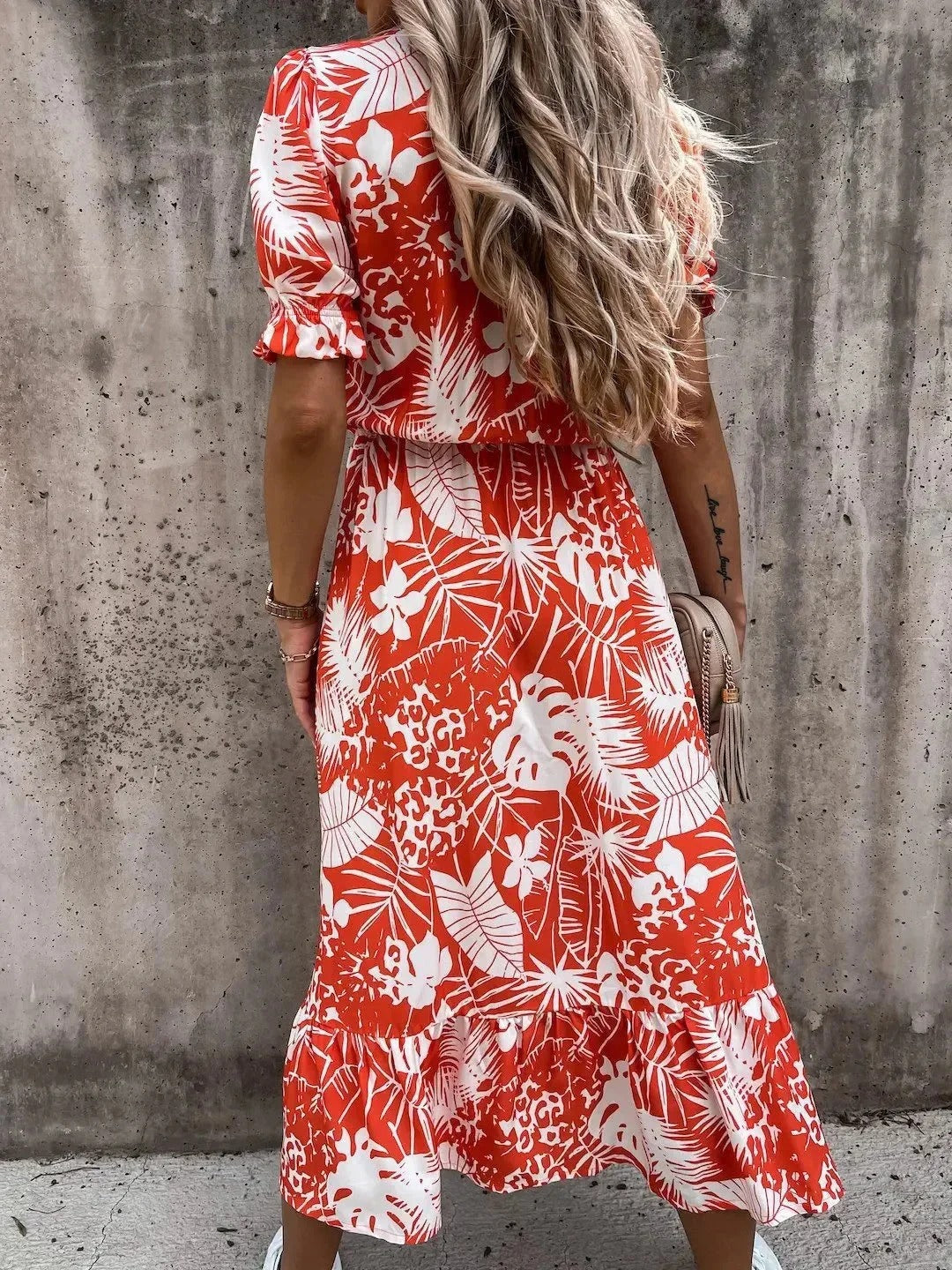 Luna’s Sunset Bloom Button-Front Midi Dress