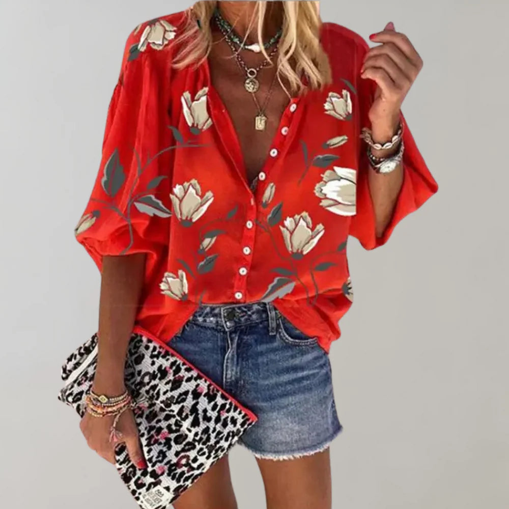 Luna’s Sunset Bloom Relaxed Floral Blouse