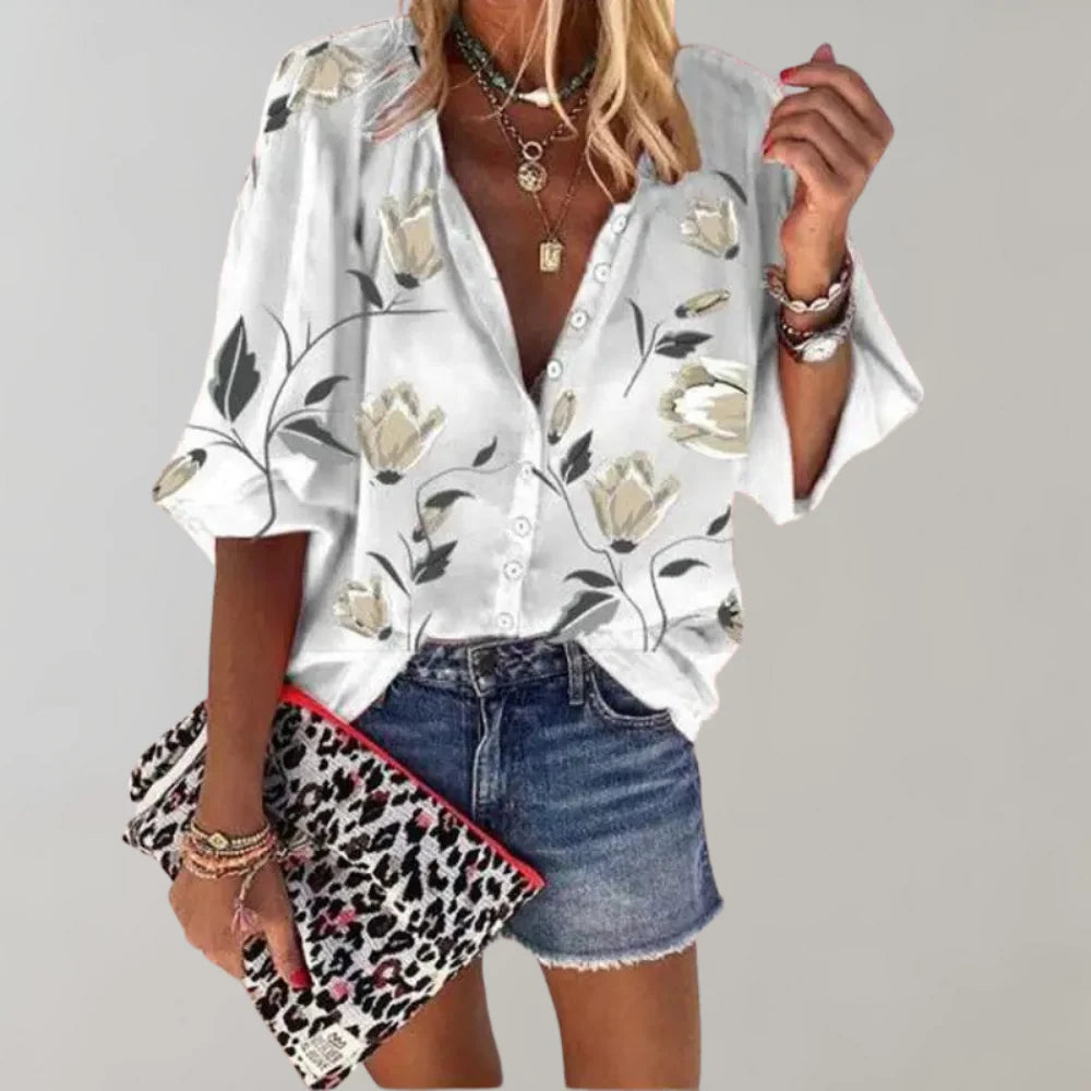 Luna’s Sunset Bloom Relaxed Floral Blouse