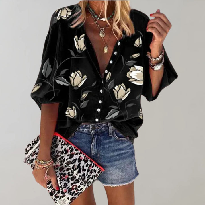 Luna’s Sunset Bloom Relaxed Floral Blouse