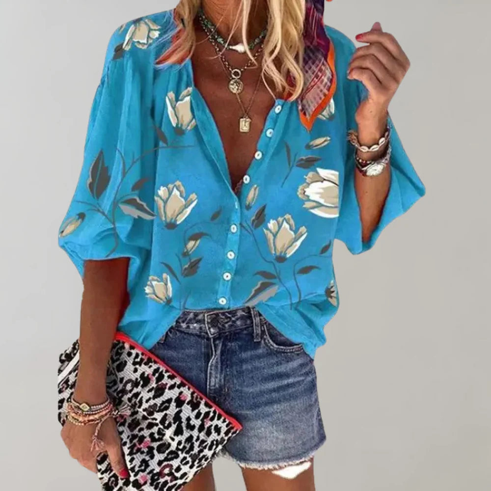 Luna’s Sunset Bloom Relaxed Floral Blouse