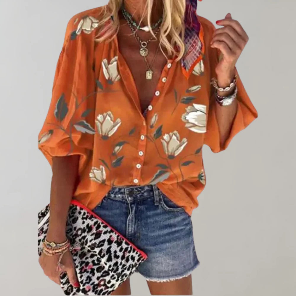 Luna’s Sunset Bloom Relaxed Floral Blouse