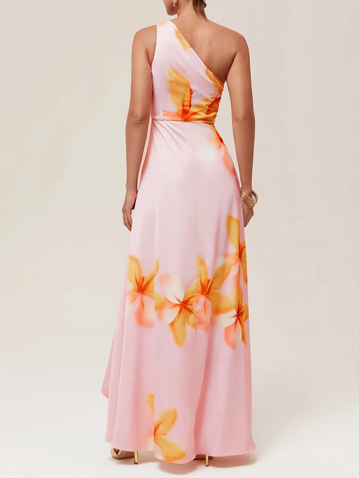 Luna’s Sunset Bloom Ruffle Maxi Dress