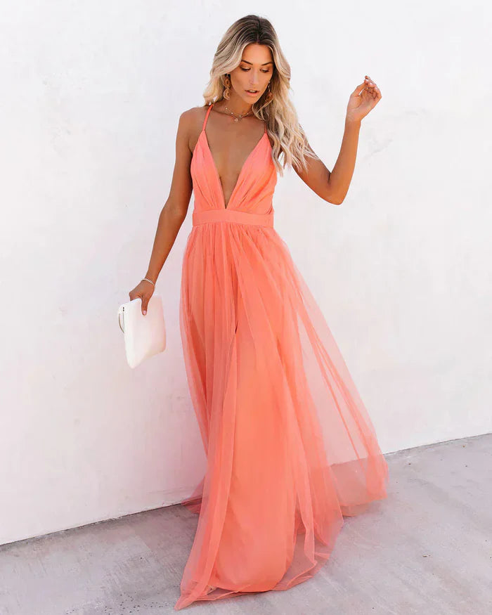 Luna’s Sunset Whispers Plunge Formal Dress