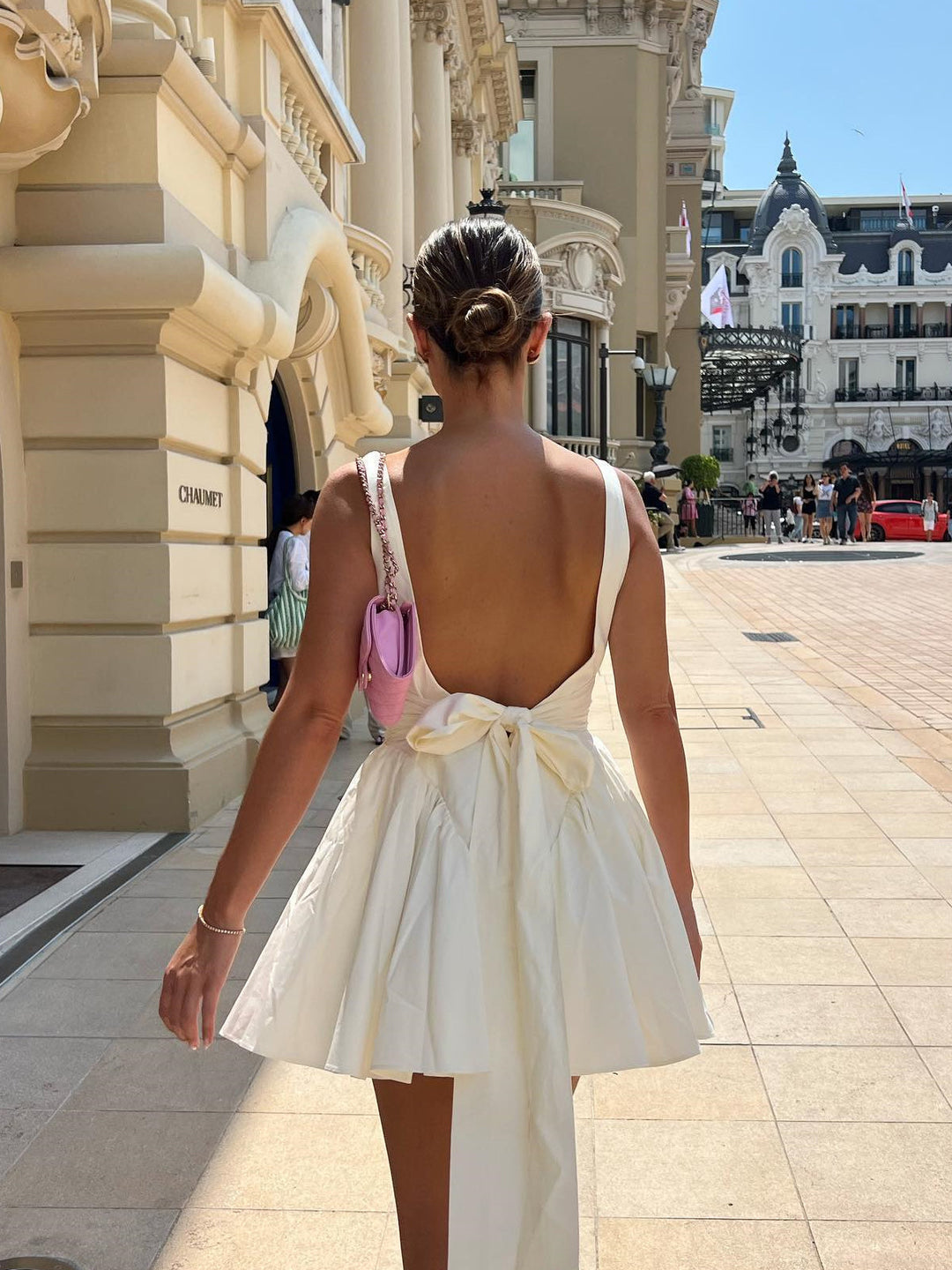 Luna’s Sweet Whispers Bow-Back Mini Dress