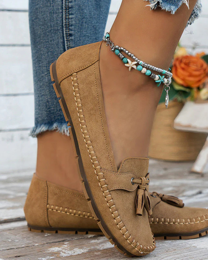 Luna’s Tassel Stitch Slip-On Loafers