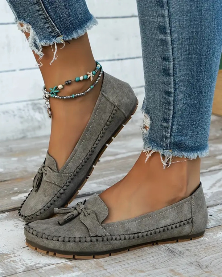 Luna’s Tassel Stitch Slip-On Loafers