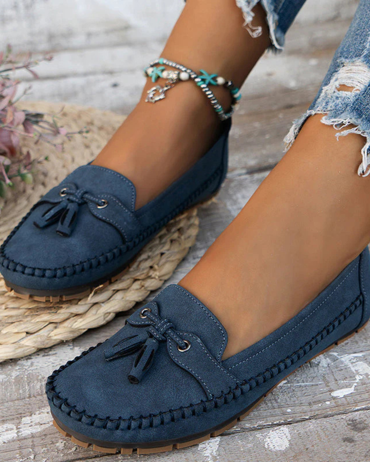 Luna’s Tassel Stitch Slip-On Loafers
