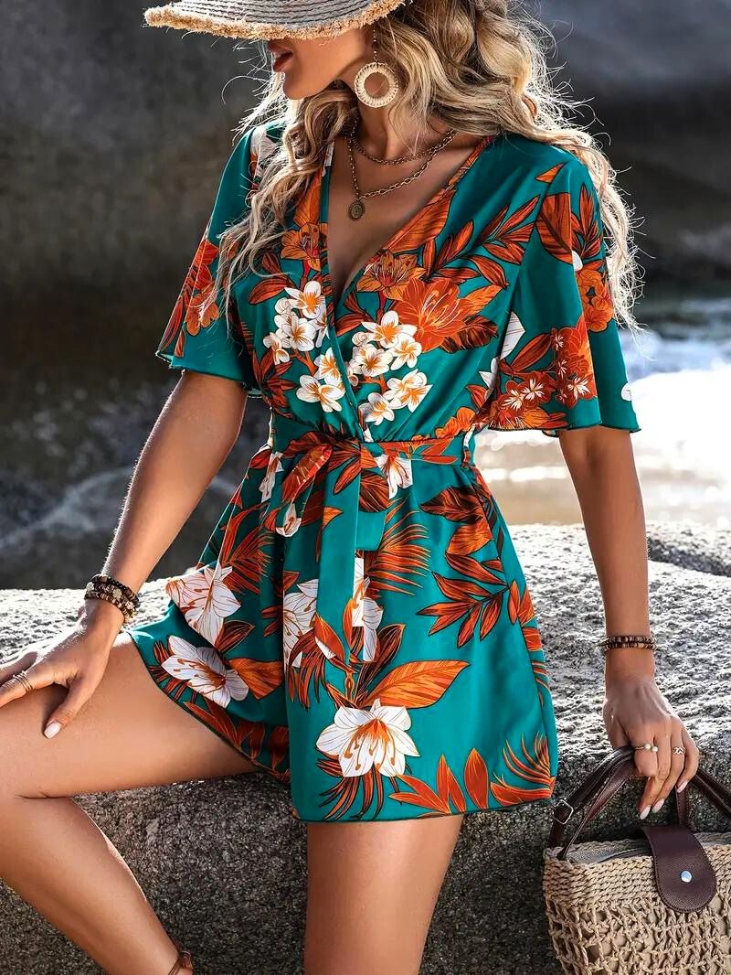Luna’s Tropical Whimsy Wrap Playsuit