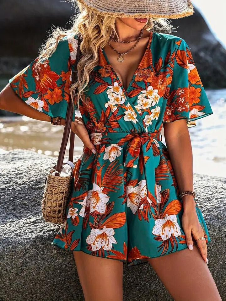 Luna’s Tropical Whimsy Wrap Playsuit