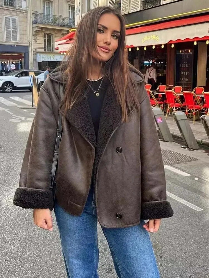 Luna’s Urban Allure Oversized Shearling Coat