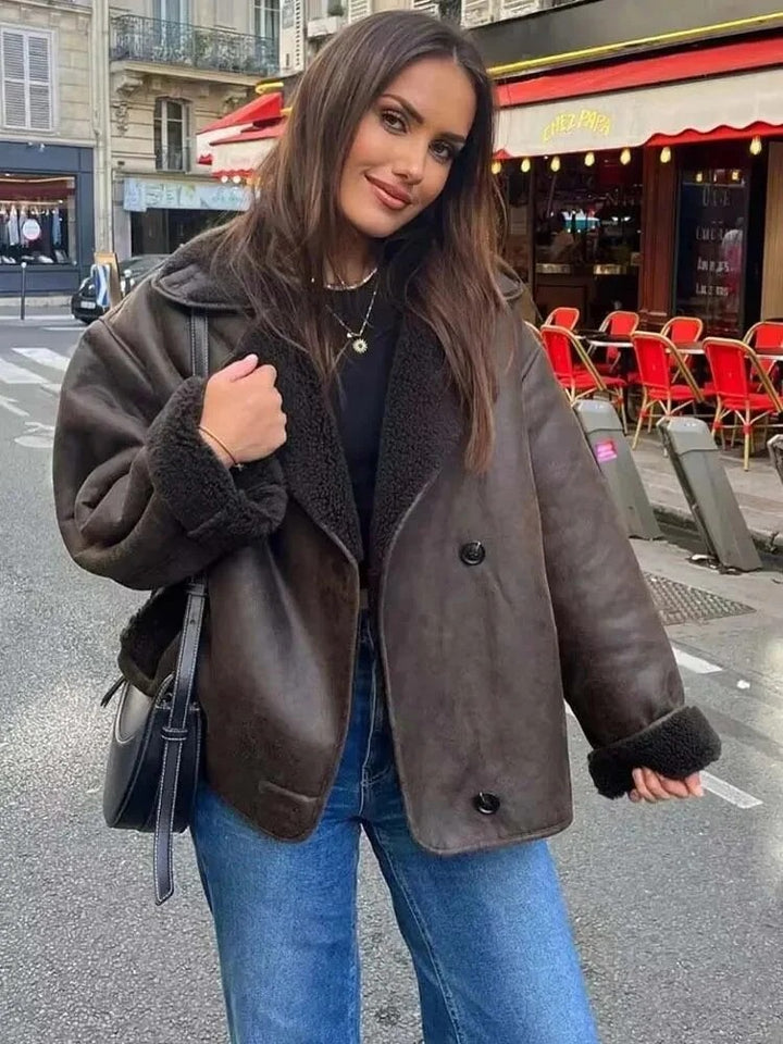 Luna’s Urban Allure Oversized Shearling Coat